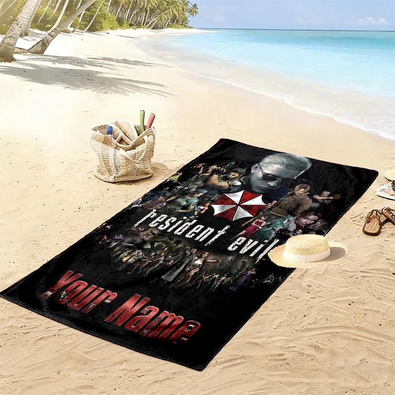 Name Custom Evil Zombie Game Print Beach Towel, Large Soft Quick Dry Towel for Beach Camping Swimming