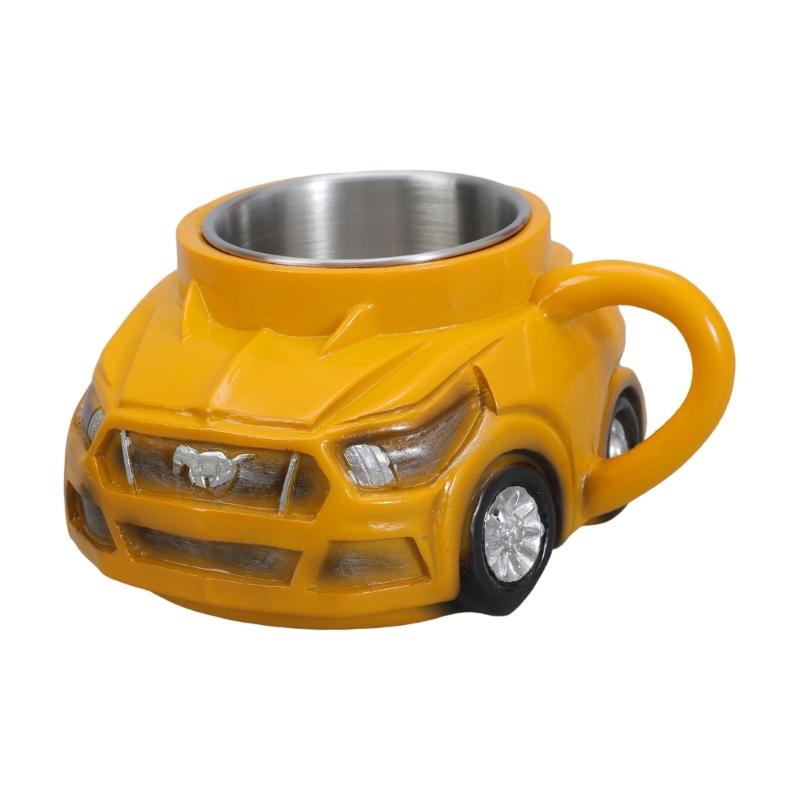 

Динамичная керамическая кофейная кружка в форме автомобиля. Уникальная кофейная кружка в форме автомобиля с художественным дизайном для папы, мужа или парня. жёлтый