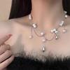Exquisite Sweet Water Droplet Pearl Tassel Necklace For Women Girls Fashion Personality Clavicle Chain Party Jewelry Accessories
