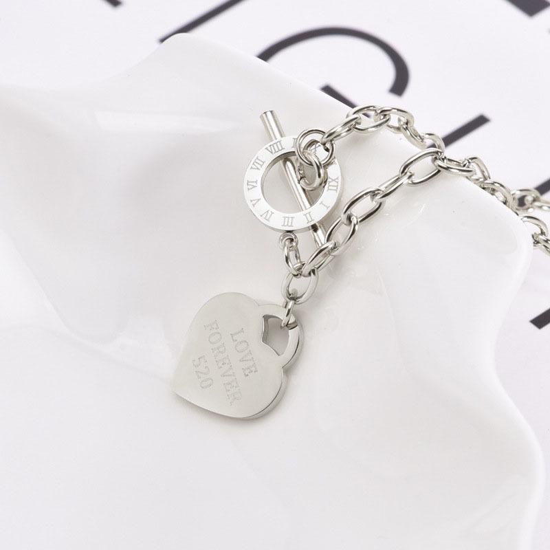 Hip Hop Punk Stainless Steel Heart Pendant Necklace with OT Buckle