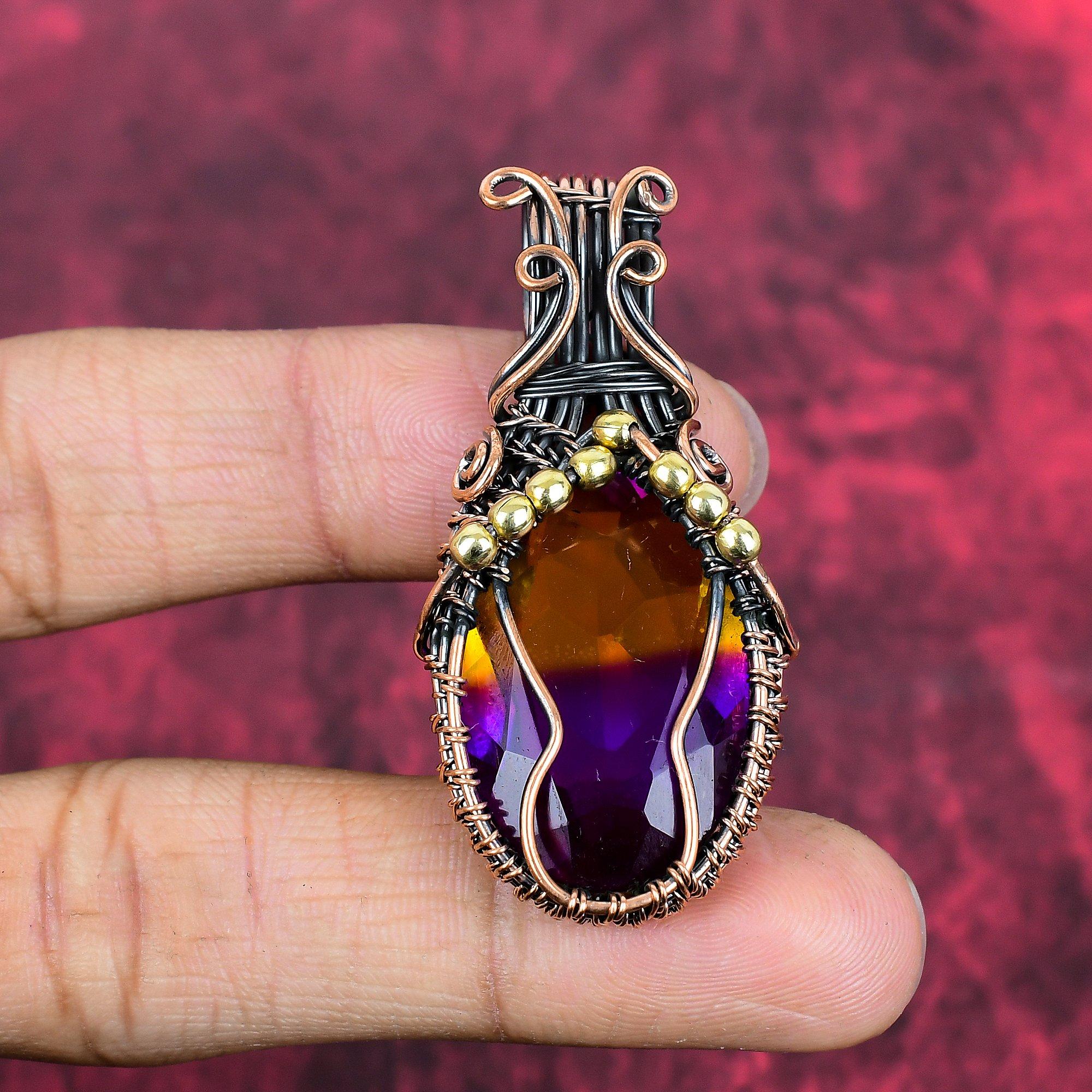 Faceted ametrine pendant copper wire wrapped pendant very pretty gemstone pendant ametrine copper jewelry handmade pendant gifts for mother