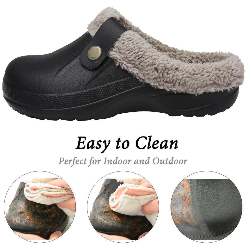 Fashion Crestar Women and Men Fur Lined Clogs Memory Foam Warm Fuzzy Slippers New Winter Waterproof Indoor Outdoor Comfortable Slippers