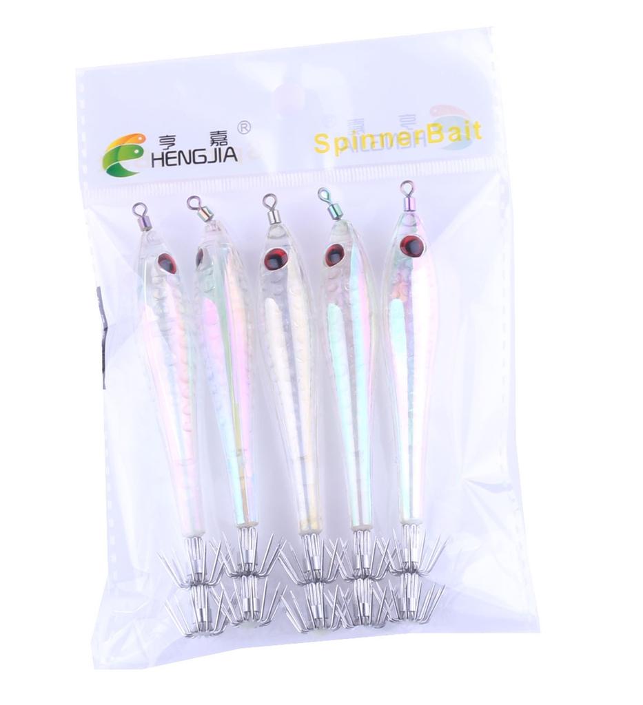 5pcs/lot 9.5 CM Luminous Squid Hook Cuttlefish Jig Fishing Hard Lure Luminous Fishing