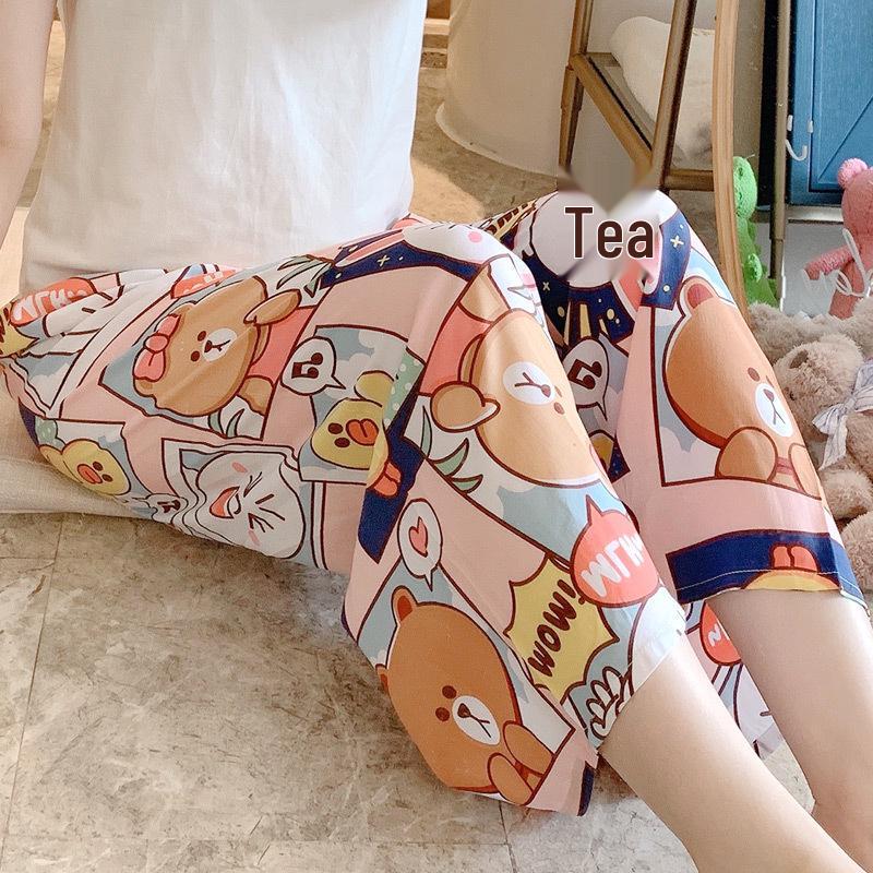 Women's Summer Pajama Pants - Cotton & Rayon, Thin Style, Wide-Leg, Loose Fit, Ideal for Spring & Autumn, Suitable for Home or Outdoors.