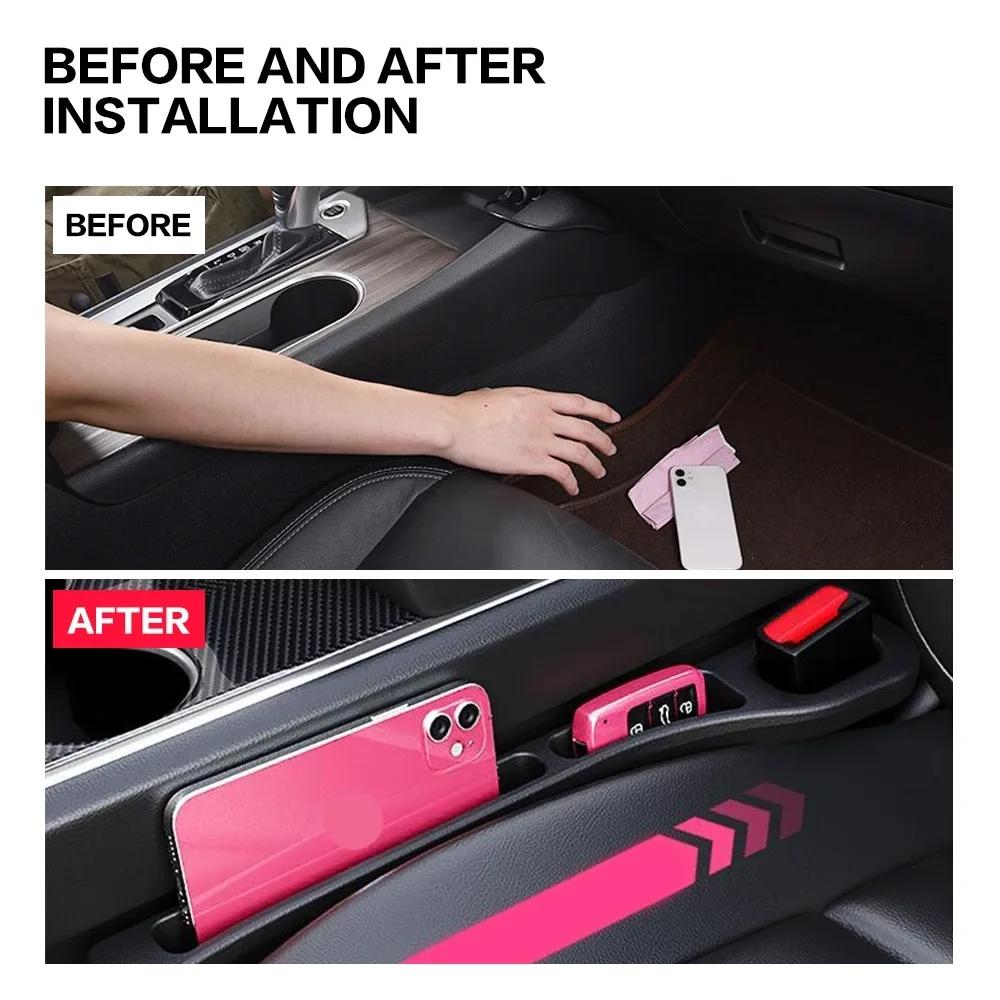 2PCS Car Seat Gap Filler Between Seats Console Organizer Seat Crevice Storage Box Bag Decoration Interior Auto Accessories