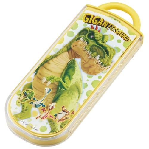 Skater Children's Lunch Box Trio Set Chopsticks Spoon Fork Kids Cutlery Antibacterial Treatment Easy To Open Sliding Type Made In Japan Gigantosaurus