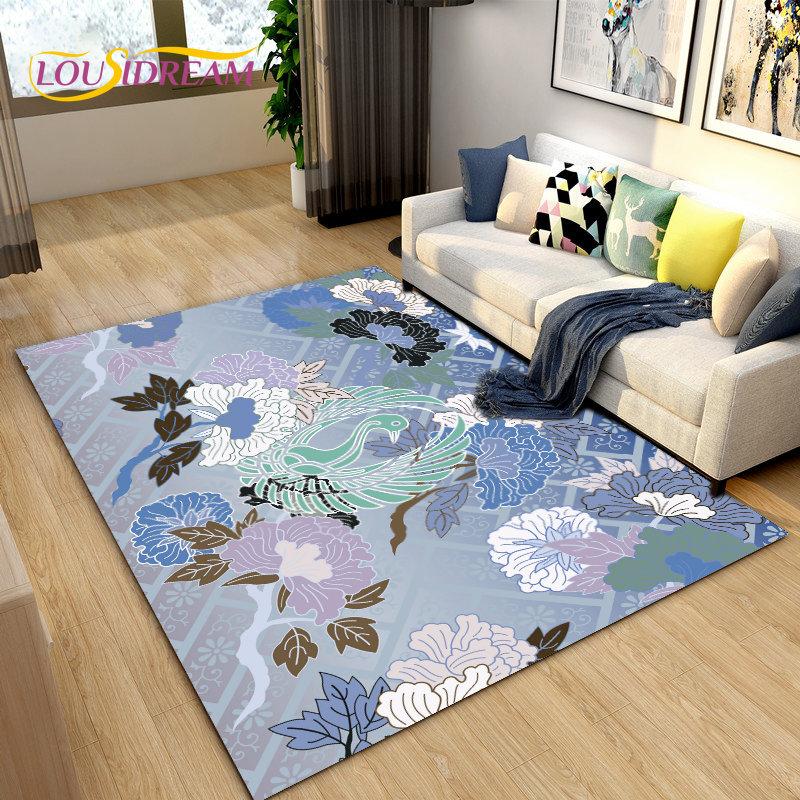 3D Classical Chinese Style Area Rug Large,Carpet Rug for Living Bedroom Sofa Doormat Decoration,Children Play Non-slip Floor Mat