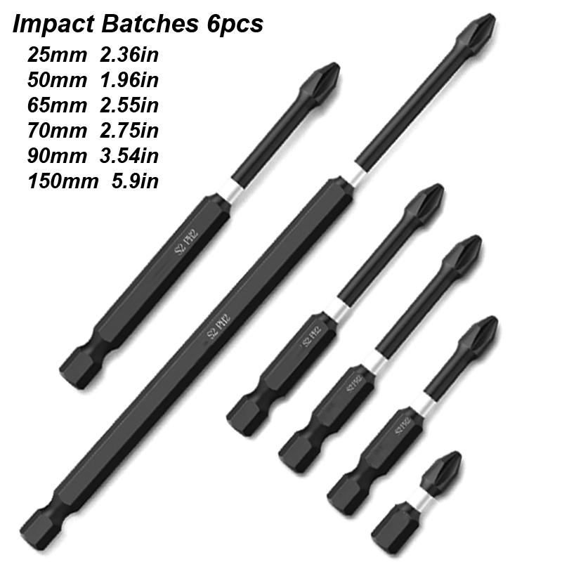 Impact Batches Magnetic Screwdriver Bits Set Anti-slip Tip 1/4 Hex Shank PH2 Head Phlippes Cross High Hardness Water Proof Tool