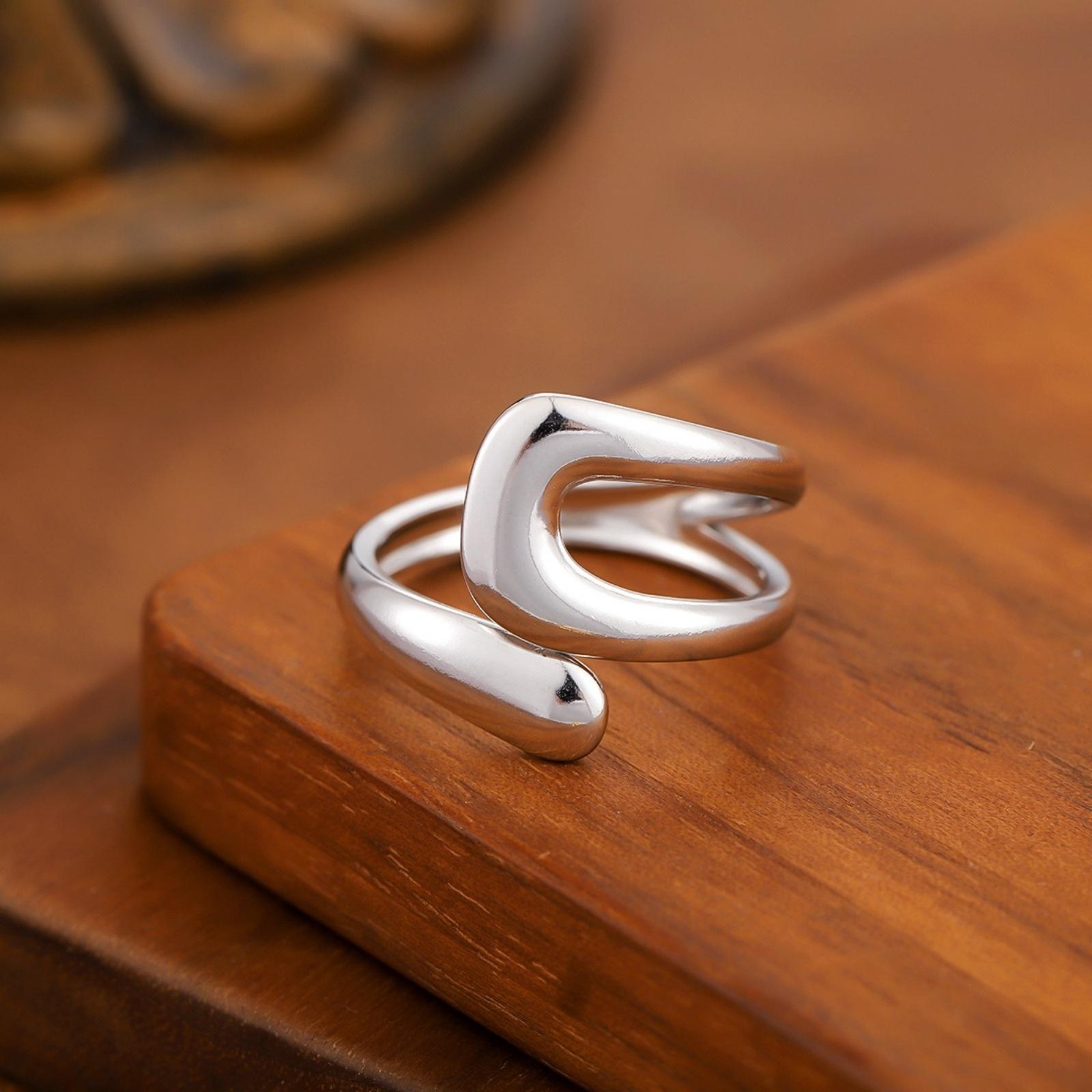 

1 Piece Dainty Stylish 201 Stainless Steel Open Hollow Geometric Rings For Women Gift 20mm(US Size 10.25) size 10.25