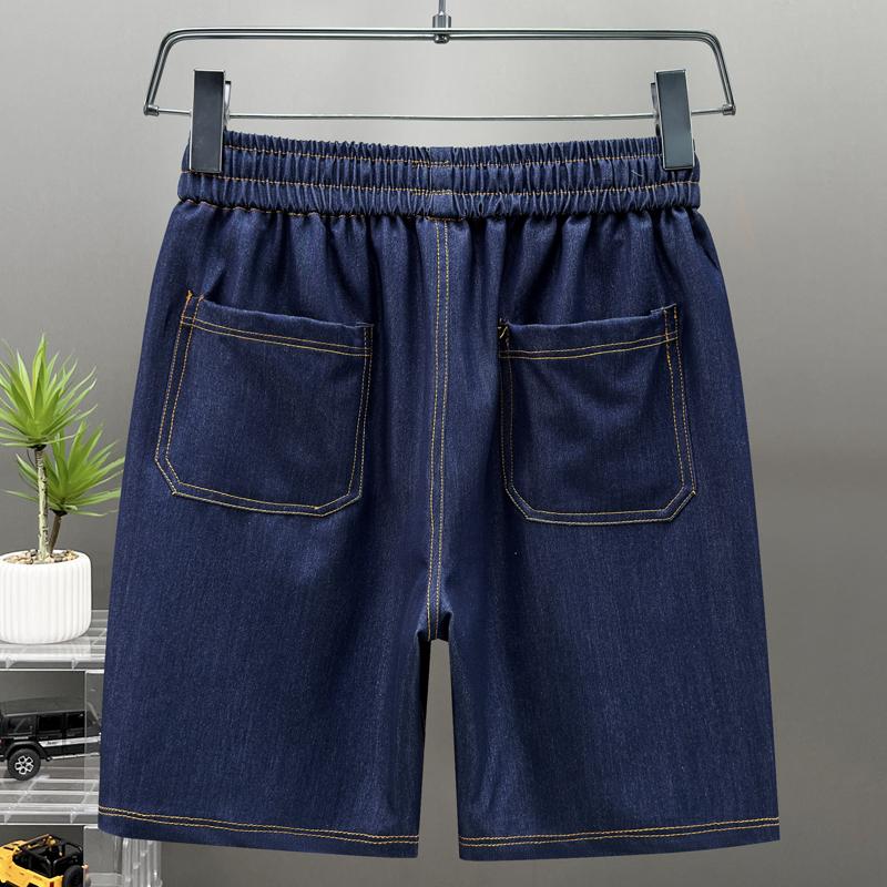 Pantaloni scurți denim de vară pentru bărbați, haine vintage, mărime plus, casual, cu talie elastică, pantaloni scurți