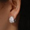 EmmayaZircons Double Sided Micro Paved Cubic Zirconia White Gold CZ Stone Rectangle Hoop Earrings for Ladies Jewelry