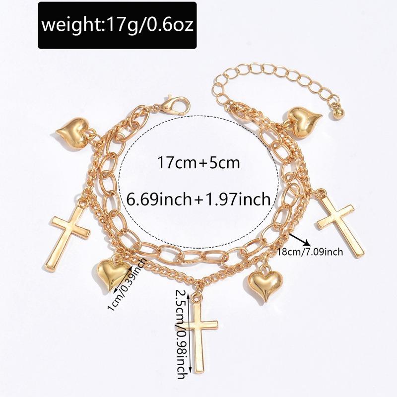 Personalized simple alloy cross love pendant chain bracelet light luxury high sense stacked wearing jewelry