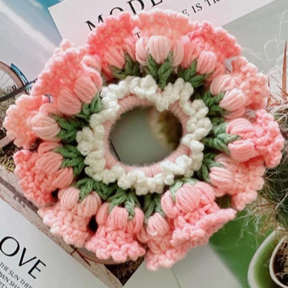 Handmade Crocheted Flower Scrunchies Flores Convallariae Sweet Hair Tie Knitted Hair Rope  Girls