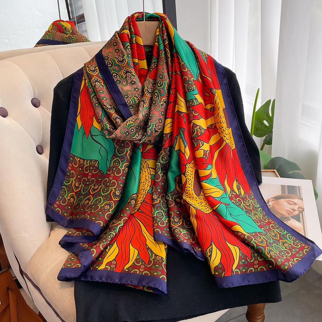 Luxury Women'S Scarves Fashion Printed Silk Scarves Summer Shawls And Wrapped Soft Cashmere Women'S Bandannas Folad Headsc