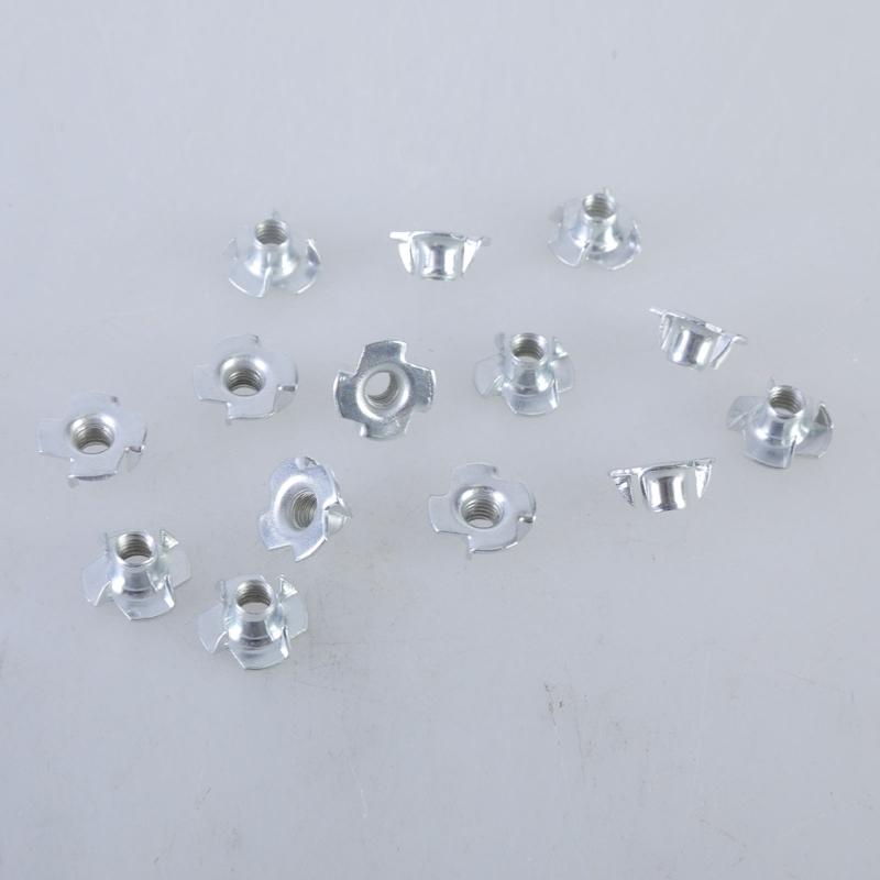 Four Jaw Threaded Inserts Corrosion Resistant T Nut Blind Pronged Tees 4 Jaw Tees Nuts for Wood Working Hardware