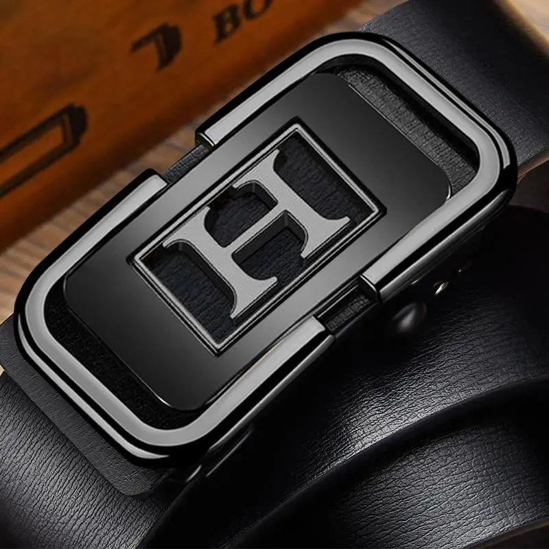 

Мужской ремень Мужской высококлассный деловой ремень с автоматической пряжкой Кожаный ремень для брюк Ремень для брюк для среднего и молодого возраста 130cm