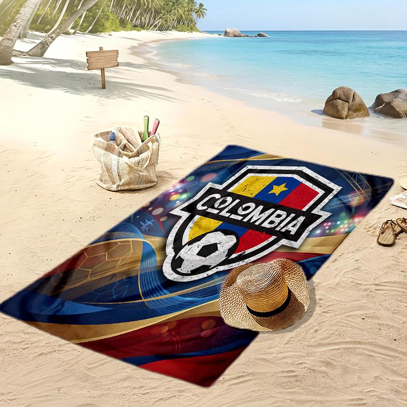 Kolumbien Fußball Print Strandtuch Schnelltrocknend Super Saugfähig Weiches Badetuch für Schwimmen Strand Reisen Fan Souvenir Geschenk
