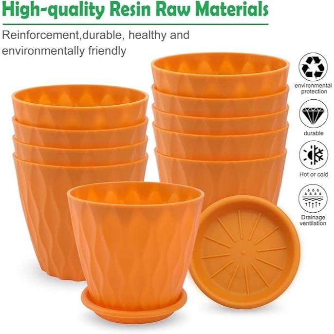 6.3 Inch Flower Pots for Home Decoration, Indoor Plant Pots, Gardening Pots for Plants, Plastic Flower Pots for Garden Plants (Orange)
