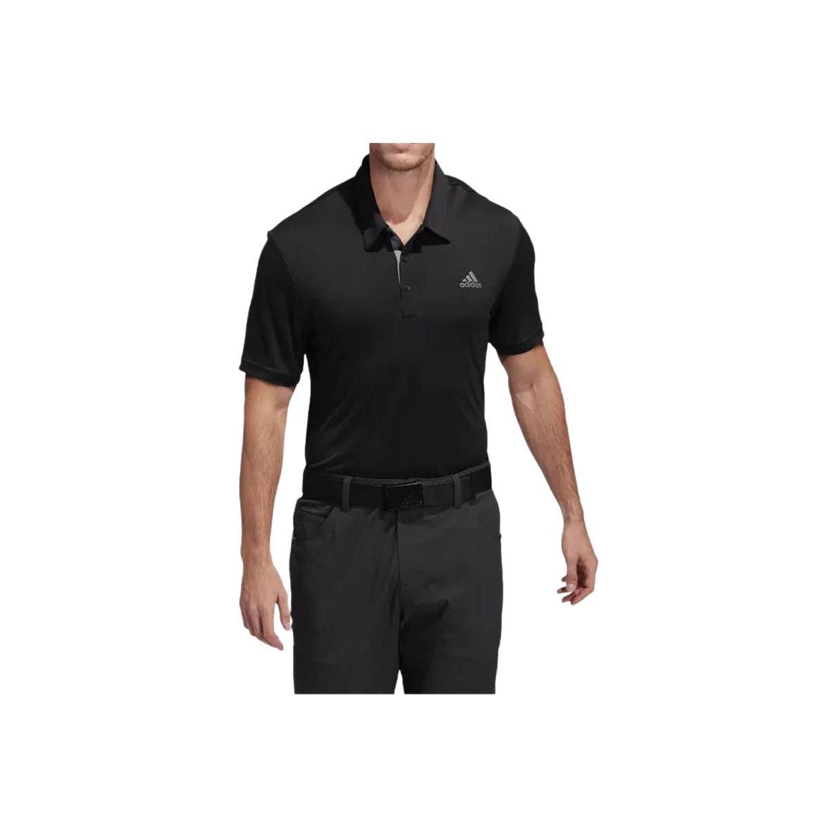 Adidas Logo Letter Print Sports Short Sleeve Polo Shirt Men Polo Shirts Black DQ2310 XL
