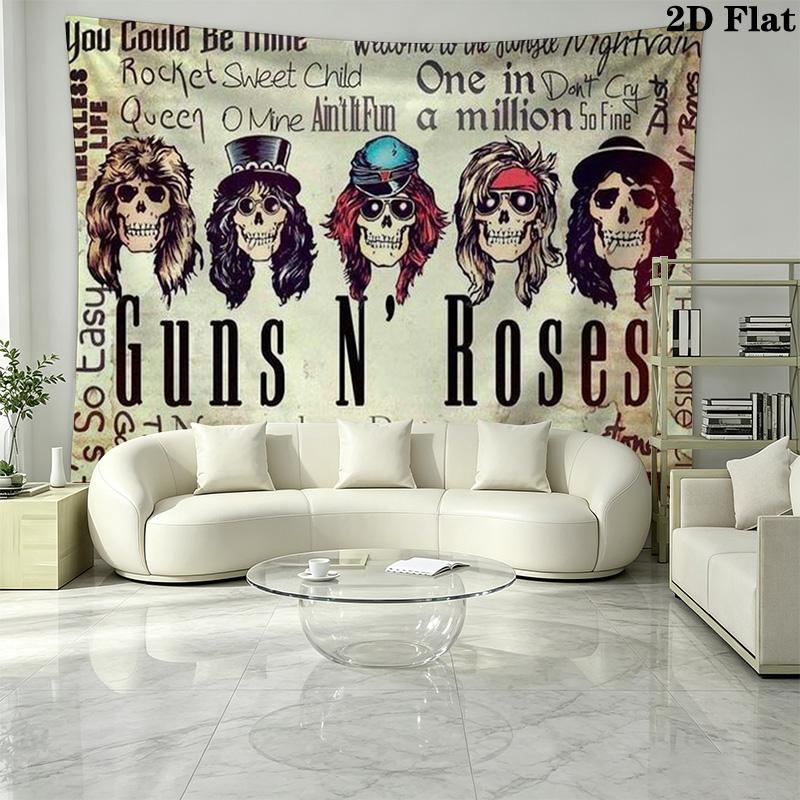 guns n roses Wall Tapestry Aesthetic Wall Hanging Printed Fabric Blanket Decorative Tapestries for Bedroom Living Room Home Decor