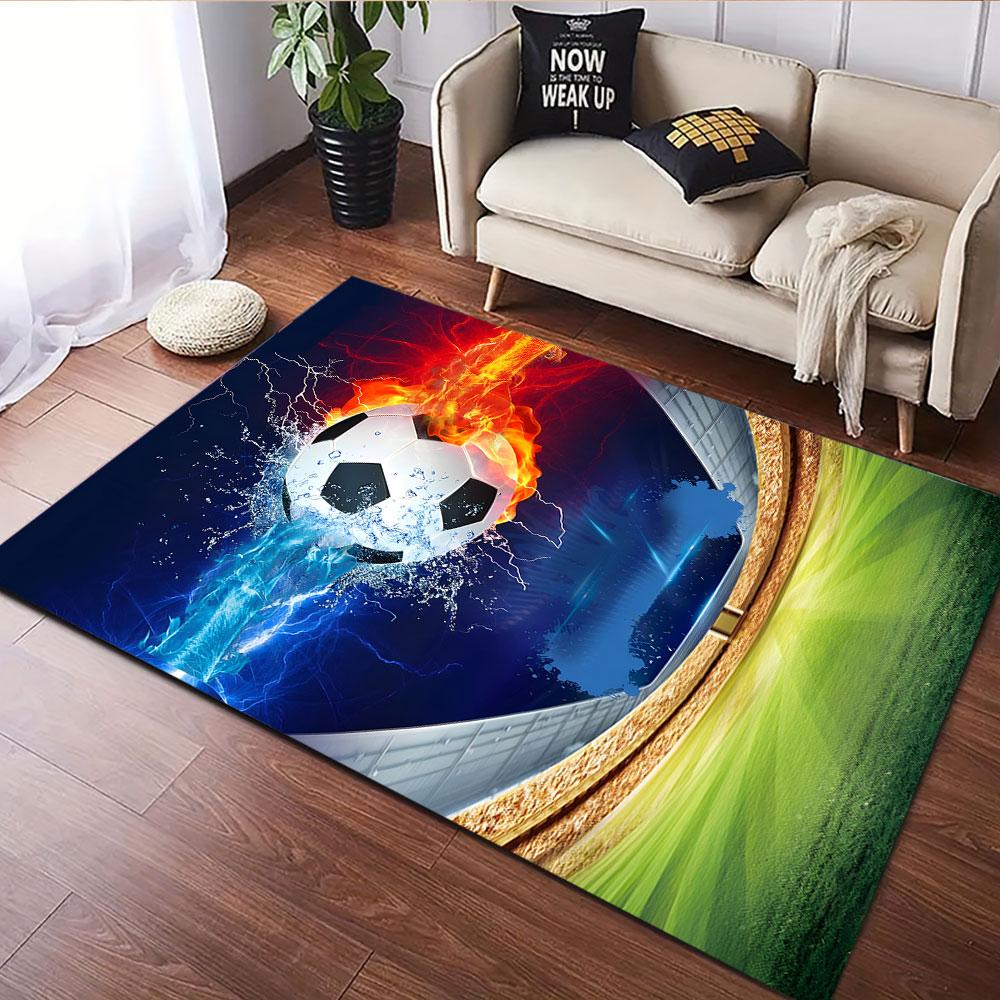 Fiery and Icy Soccer Power Design Patterned carpet, suitable as a non slip play mat for the living room and bedroom sofa