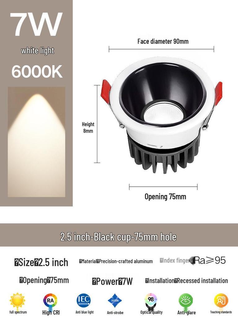 Kompakter blendfreier Einbaustrahler für die Decke: Vollspektrum-Wandfluter für das Wohnzimmer