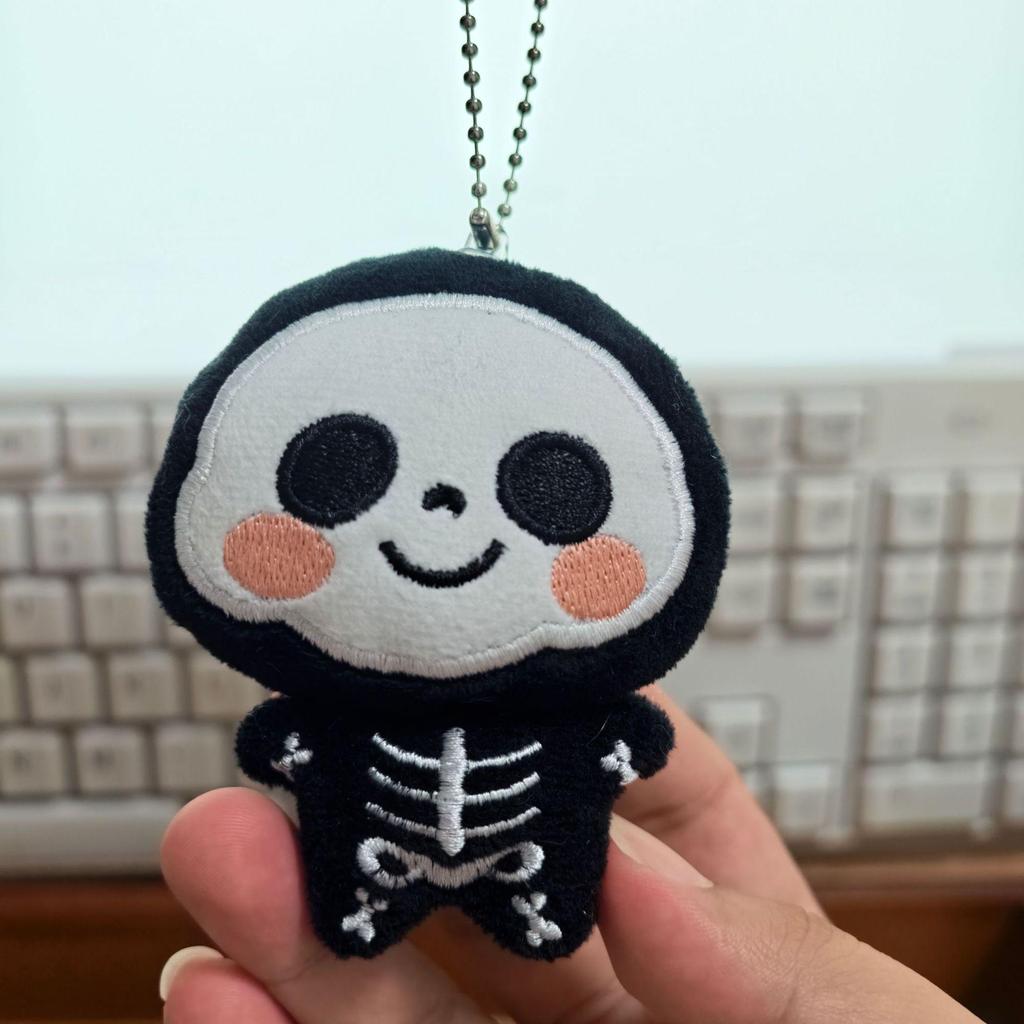 Cute Couples' Skull Pendant Keychain - Small Plush Doll