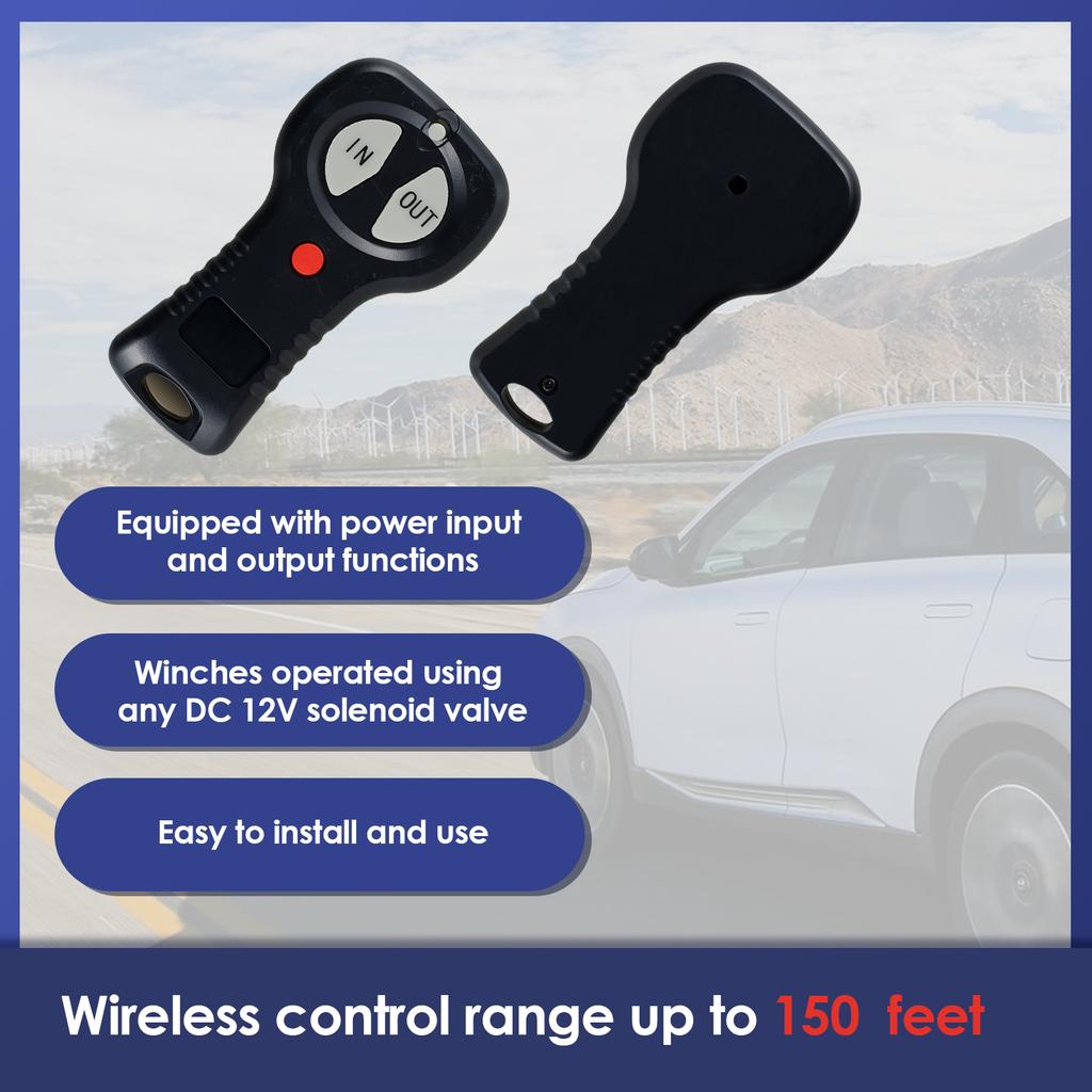 2PCS Wireless Winch Remote Control Kit 12V Universal Car Wireless Winch Remote Controller Heavy Duty Wireless Winch Controller