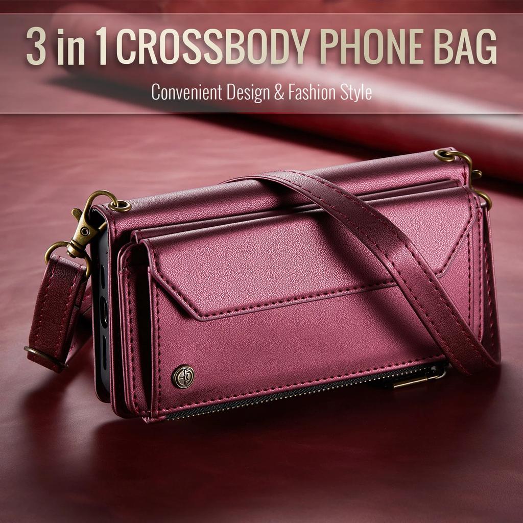 Crossbody Phone Case for iPhone 17 Pro Max Air 16 Plus 17E 16E 15 14 13 12 Mini 11 X Xs Max XR Card Holder Wallet Leather Cover