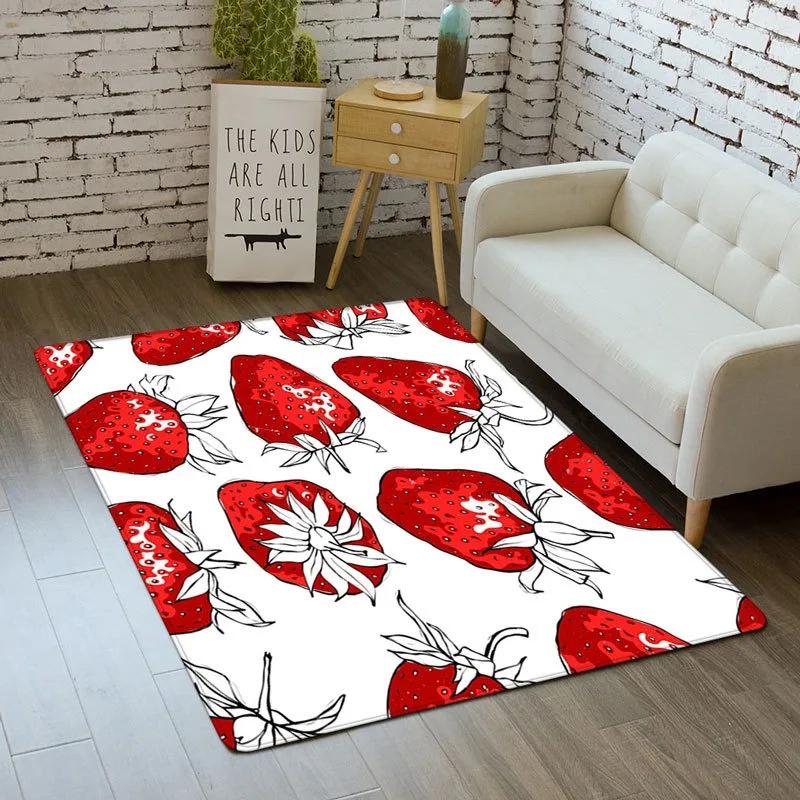 Strawberry Series Carpet for Living Room Decoration Home Sofa Coffee Table Area Rugs Non Slip Bedroom Hallway Floor Mat Washable