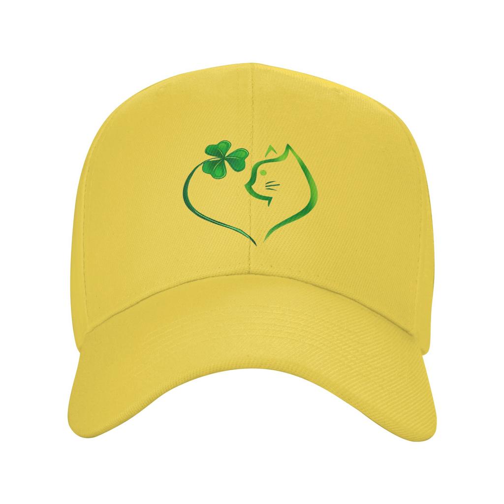 Shamrock Cat Heart St Patricks Day Cat Lovers Cat Mom Baseball Cap Summer Trucker Hat Sunscreen Snapback Cap Women Baseball Cap