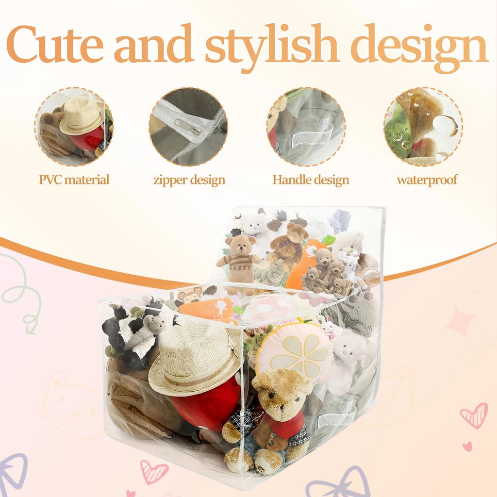 Pokrowiec na pufę przezroczysty PVC wodoodporny dla malucha duża pojemność pufa na pluszaki