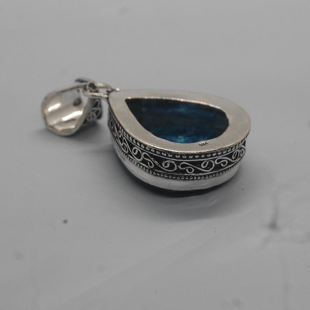 Green Black Azurite Chrysocolla 925 Sterling Silver Pendant Jewelry, Boho Style Chrysocolla Handmade Pendant