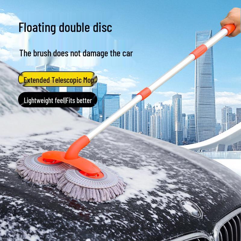Car-Specific Double-Sided Multi-Functional Rotating Soft Bristle Mop with Long Detachable Telescopic Handle for Car Wash