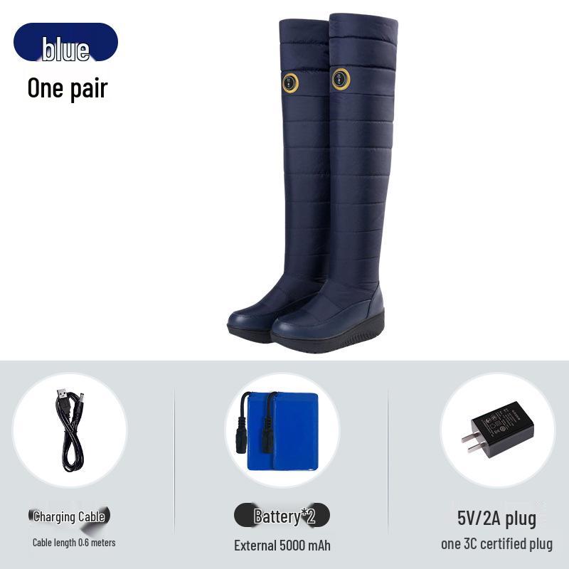 Electric Heated Over-the-Knee Boots with Intelligent Temperature Control - Winter Warm Plush Cotton, Outdoor Antifreeze Footwear