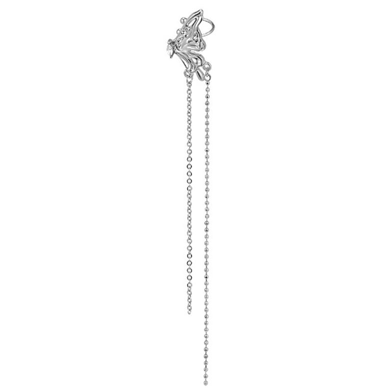 Korean Elegant Elf Butterfly Clip Earrings For Women Girls  Long Tassel No Piercing Ear Cuff Jewelry Gifts