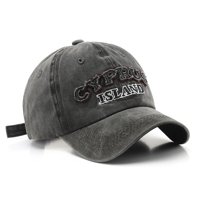 Berretto con visiera europeo e americano Vintage Lavato Usurato Ricamo di lettere Visiera curva Trendy Unisex Sport all'aperto Casuale Berretto da baseball