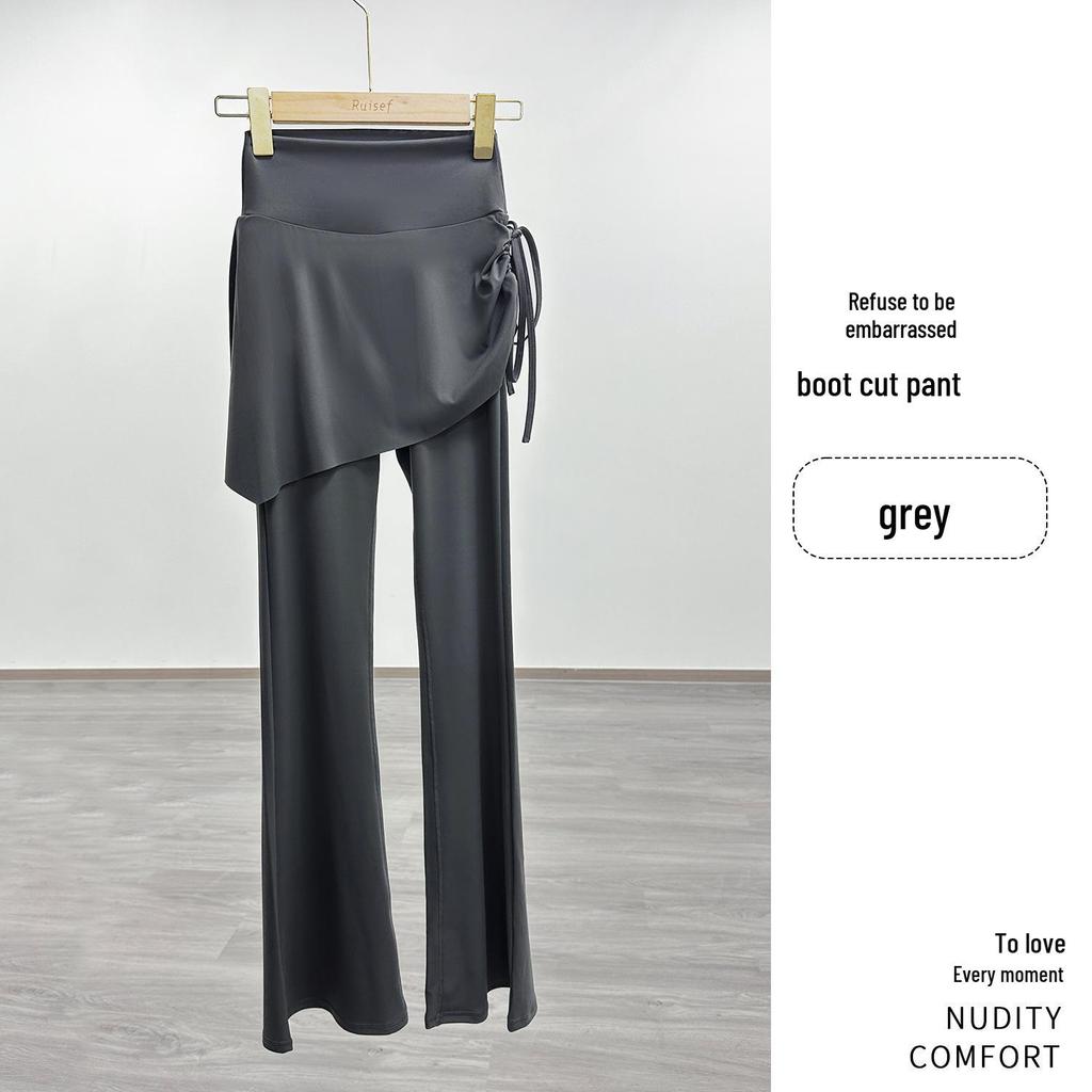 Damen High-Waist Schlaghose Yoga Hose mit seitlichem Kordelzug