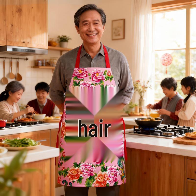 Red Festive Floral Parent-Child Sleeveless Kitchen Apron