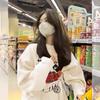 Guochaofeng strawberry Chinese character printing crew neck sweater women's velvet new couple pullover men's and women's same style