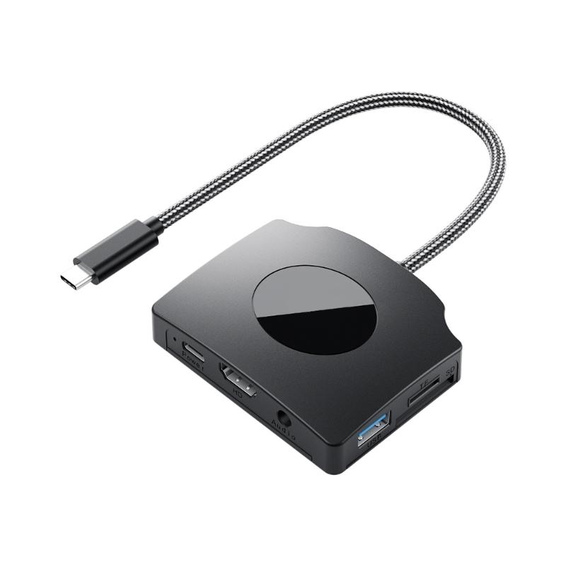 USB C HUB USB C Dock Dongle with 2 USB3.0 Port 4K 1080P 60Hz USB C Splitter HDTV 100W PD3.0 for PC/Laptop 1
