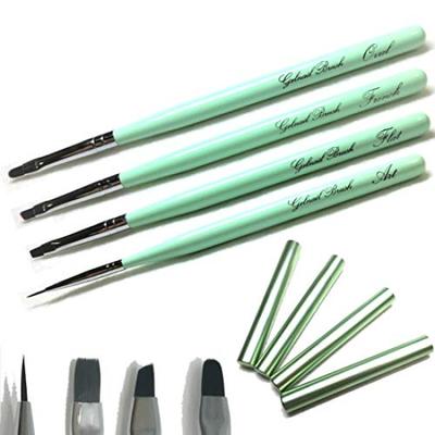 Set of 4 Gel Nail Emerald with for Gel Nail and Set of Brushes, Green, Caps, Nails, Art, Self-Nails (Emerald Green, 4)