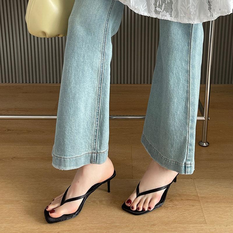 Fashion Big Size 43 Fashion Shallow Ladies High Heels Sandals Pumps Shoes Female Slides Elegant Women Heeled Sandals Flip flops Shoes