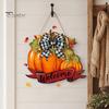 Thanksgiving Pumpkin Decoration Fall Welcome Sign, Door Hanger, Wooden Decor Easy Hang Autumn Hanging Porch Sign for Harvest Farmhouse Wall Rustic