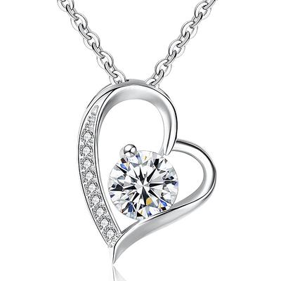 Halskette für Herzdesign Natürlich 925 Herz Geschenk Schmuckbeutel Herzform [Angel's Closet] Frauen, Anhänger, Stein, Zirkon, Herz, Silber,