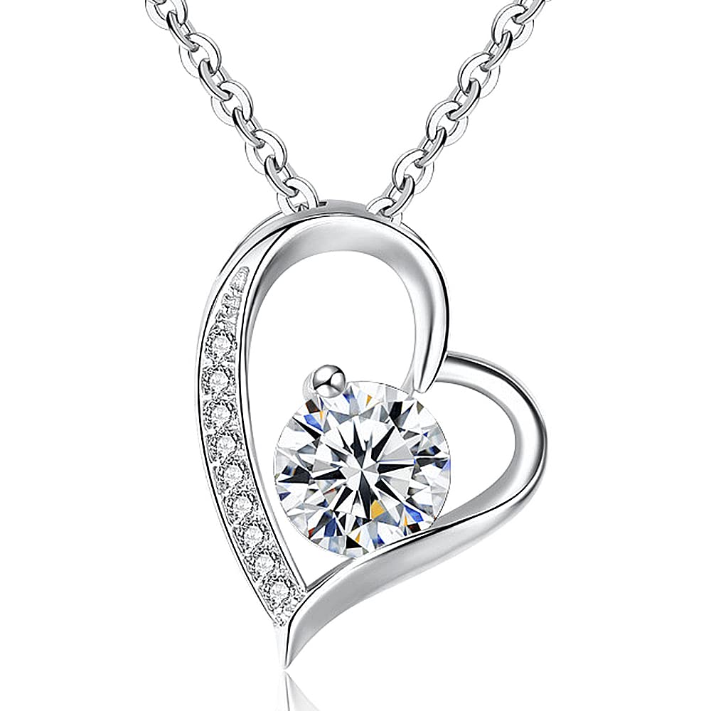 

Necklace for Heart Design Natural 925 Heart Gift Jewelry Pouch Heart Shape [Angel s Closet] Women, Pendant, Stone, Zircon, Heart, Silver,