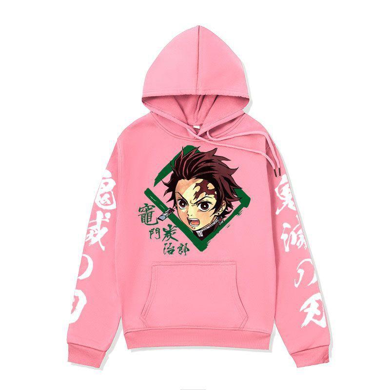 Anime Demon Slayer Hoodie Mens Winter Fleece Lined Oversized Casual Streetwear Pullover