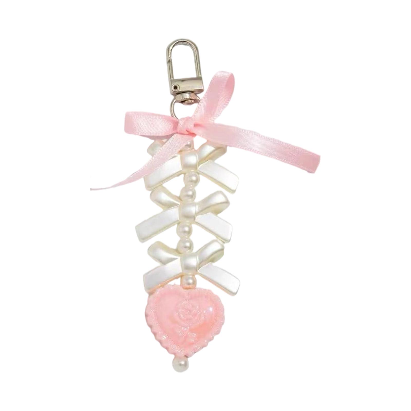 

Vintage Bowknot and Heart Keychain Trendy Key Holder Stylish Bag Charm Ornament for Fashion Enthusiasts and Gift Seekers T7