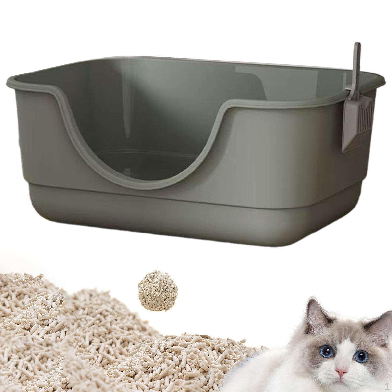 Туалет для кошек с низким входом для использования в помещении серый