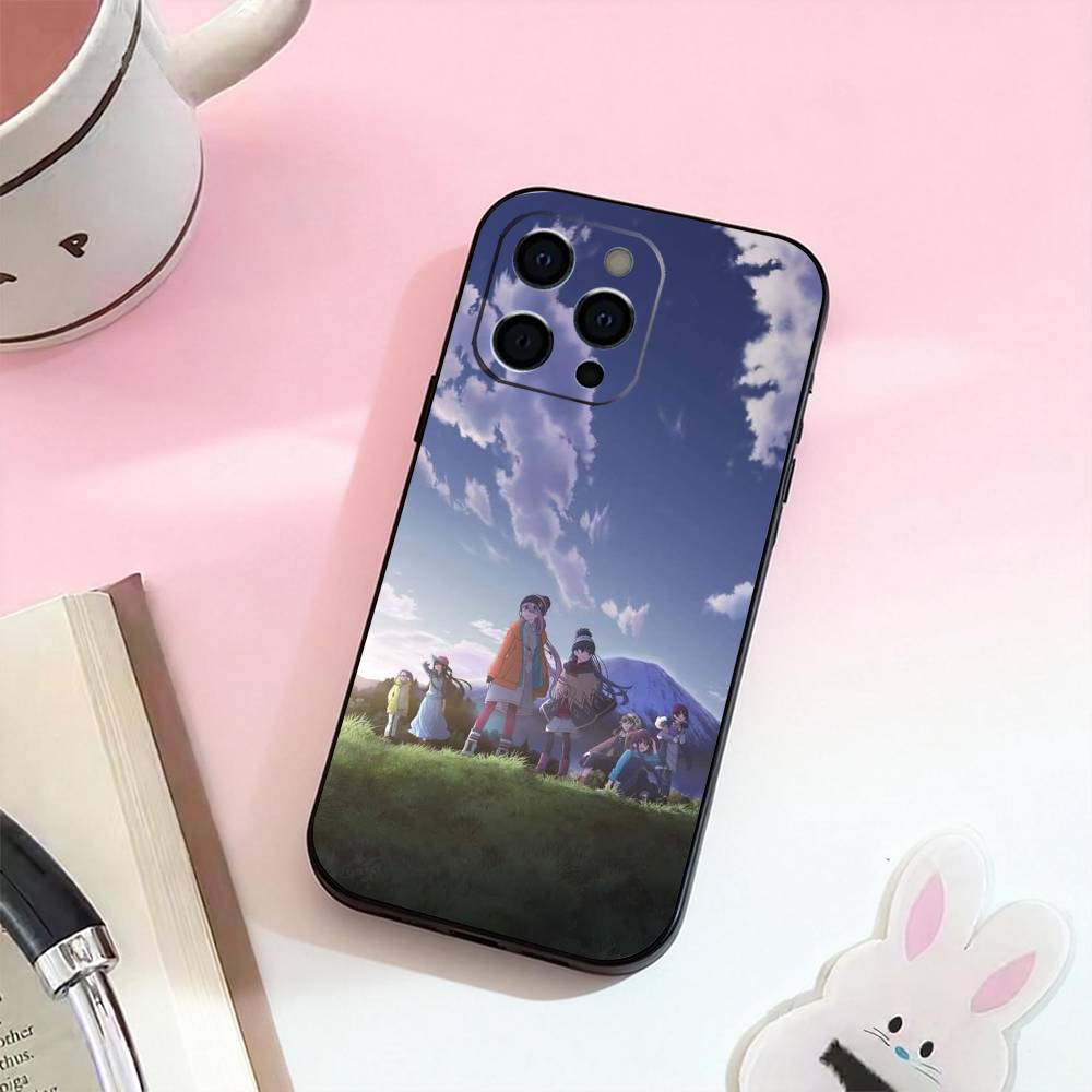 Y-Yuru C-Camp Anime  Phone Case For iPhone 17,16,15,14,13,12,11 Plus,Pro Max,Soft Silicone Black Cover